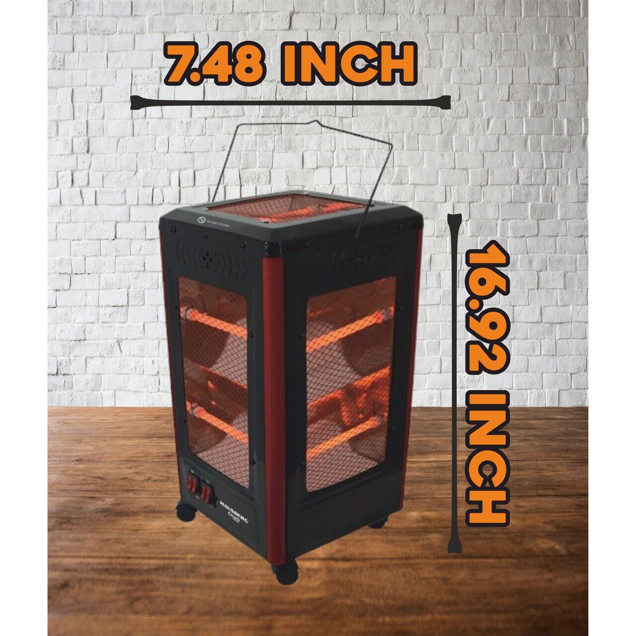 Radiator electric HAUSBERG HB-8802NG, 2200W, 5 niveluri de putere, incalzire in 5 directii, roti deplasare, maner pentru transport, protectie pentru rasturnare