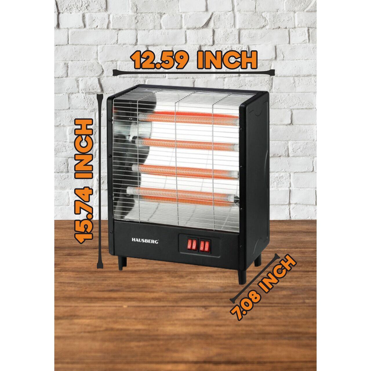 Radiator electric HAUSBERG HB-8803NG, 2000W, 4 nivele de putere, 4 tuburi ceramice