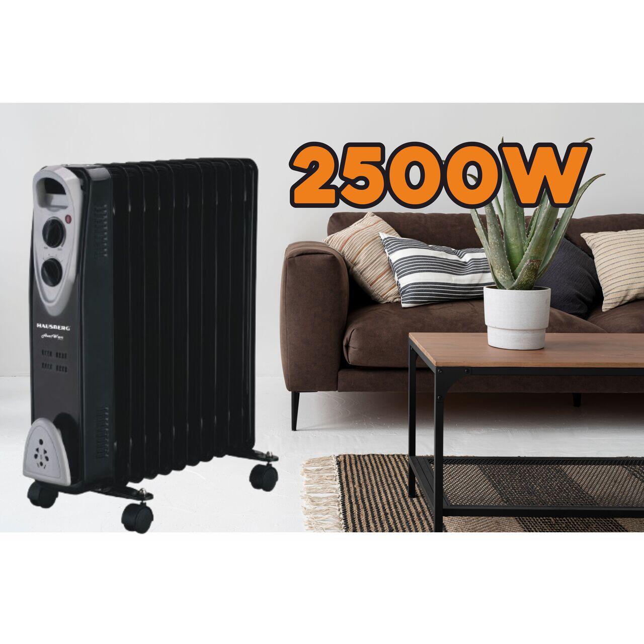 Calorifer electric HAUSBERG HB-8913NG, 2500 W, 13 elementi, 3 trepte de putere, Termostat reglabil, Protectie supra-incalzire, Protectie anti-rasturnare, Indicator luminos