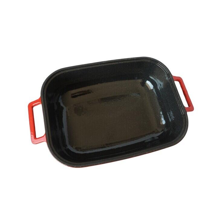 Oala din fonta emailata cu capac dublu scop HAUSBERG HB-H758, capacitate 4L, diametru 25x33 cm, adancime 10 cm, interior antiaderent