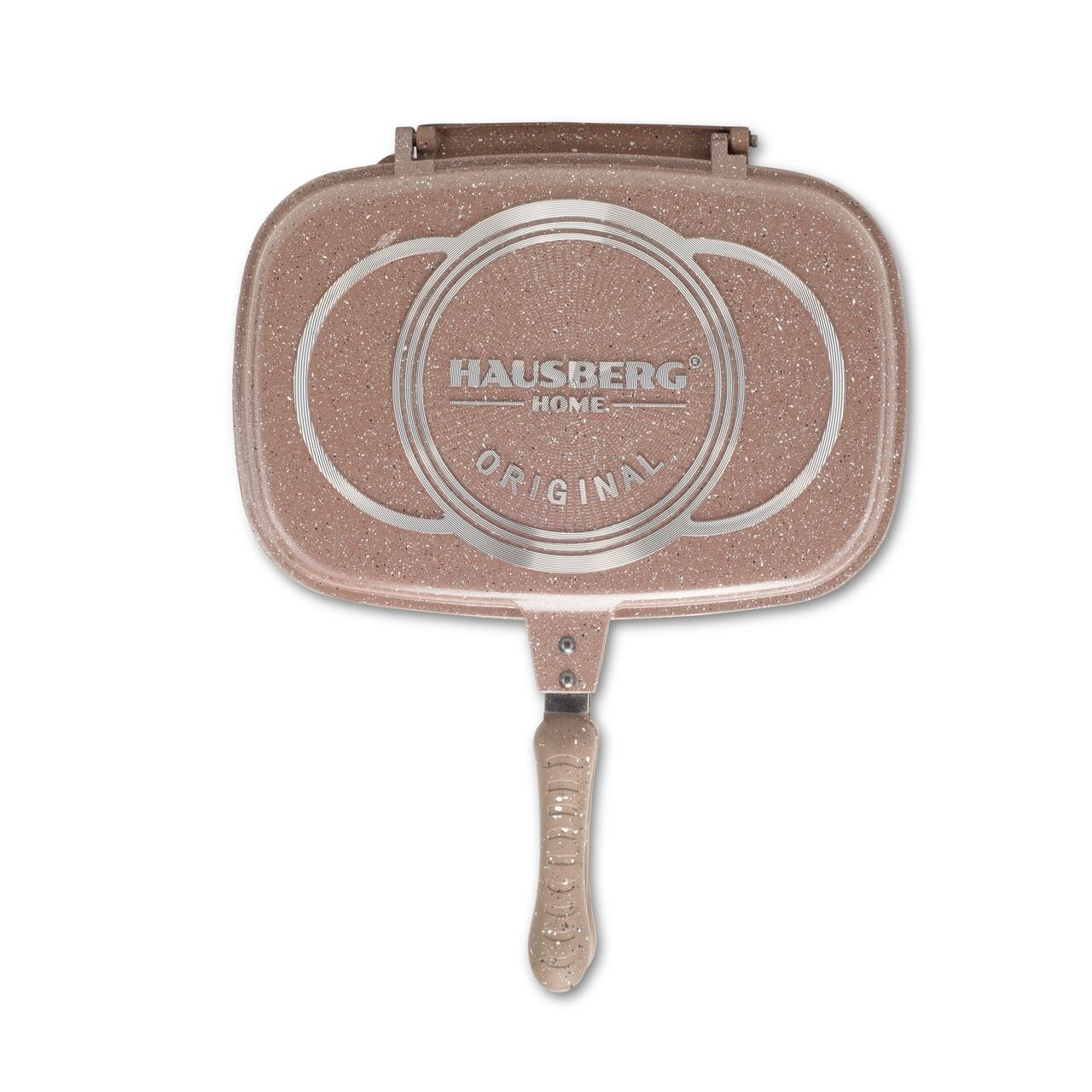 Tigaie Dubla Grill Hausberg HB-H1540PO, interior antiaderent, 36 cm, marmura