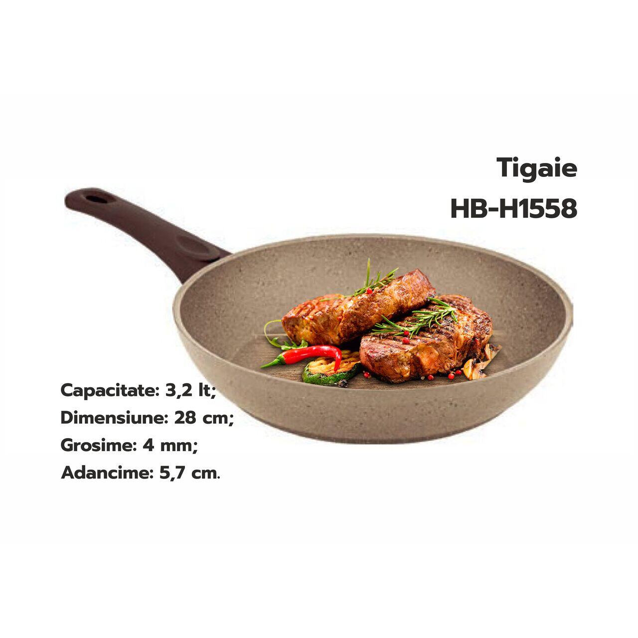 Tigaie HAUSBERG HB-H1552, 22cm, 1.5L, piatra de granit presat din aluminiu