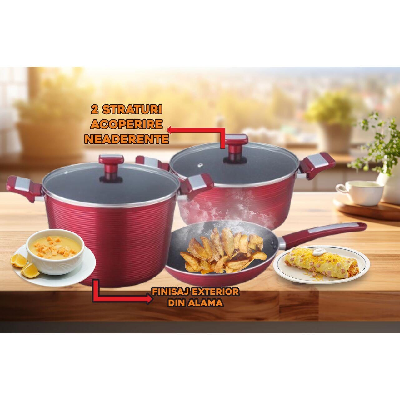 Set oale 7 piese HAUSBERG HB-H760RS, acoperire antiaderenta, manere bachelita