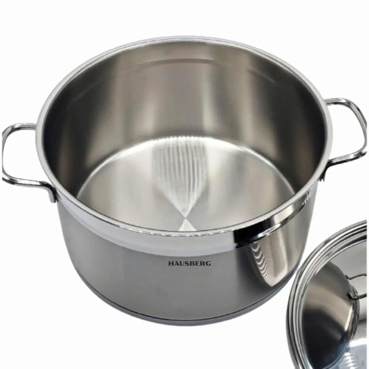 Oala din inox cu capac HAUSBERG HB-H776, capacitate 8.5L, diametru 26 cm, fund dublu