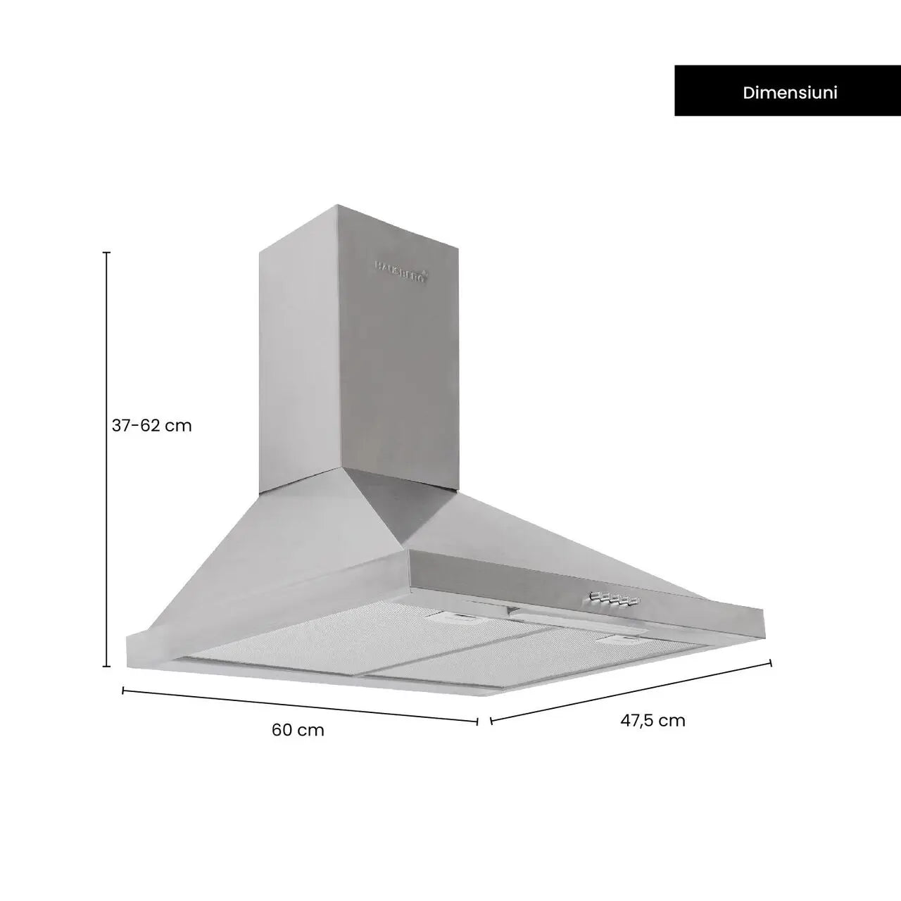 Hota incorporabila decorativa HAUSBERG HB-1260, 60 cm, putere de absorbtie 450 m³/h, 1 motor