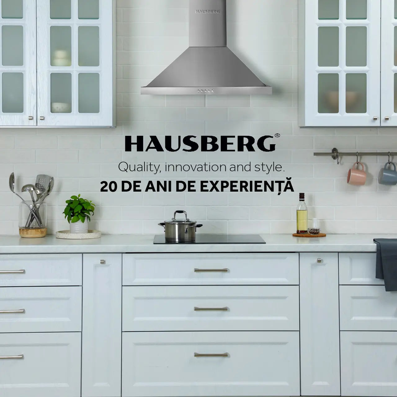 Hota incorporabila decorativa HAUSBERG HB-1260, 60 cm, putere de absorbtie 450 m³/h, 1 motor