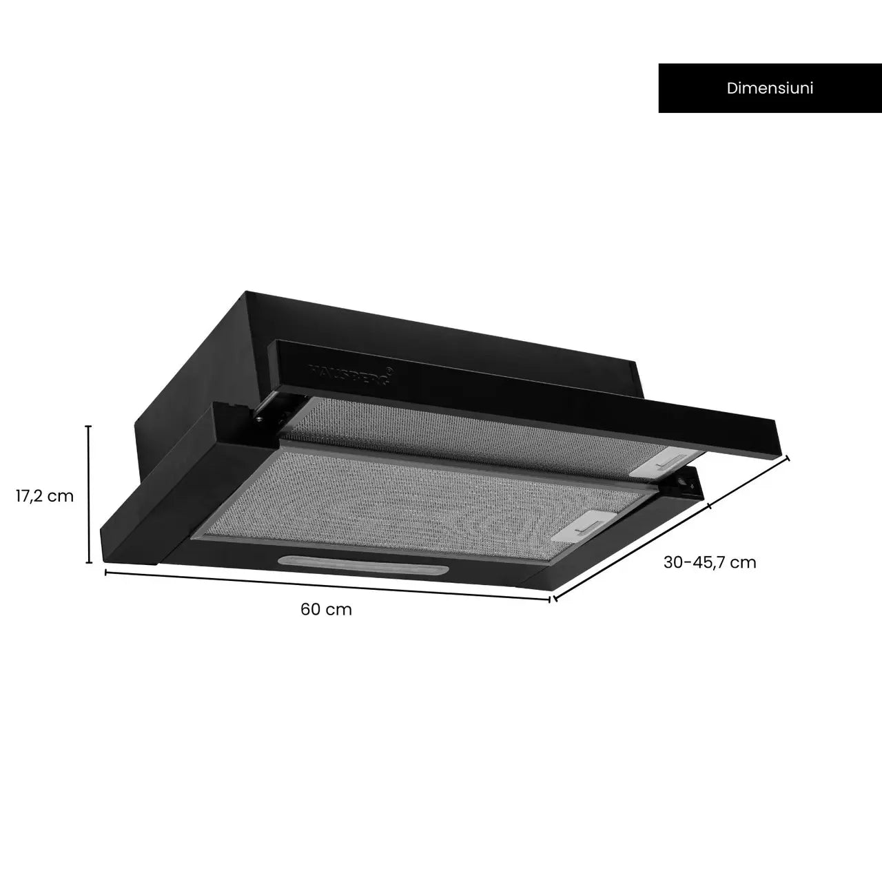 Hota incorporabila telescopica HAUSBERG HB-1285, 60 cm, putere de absorbtie 420 m³/h, 2 motoare