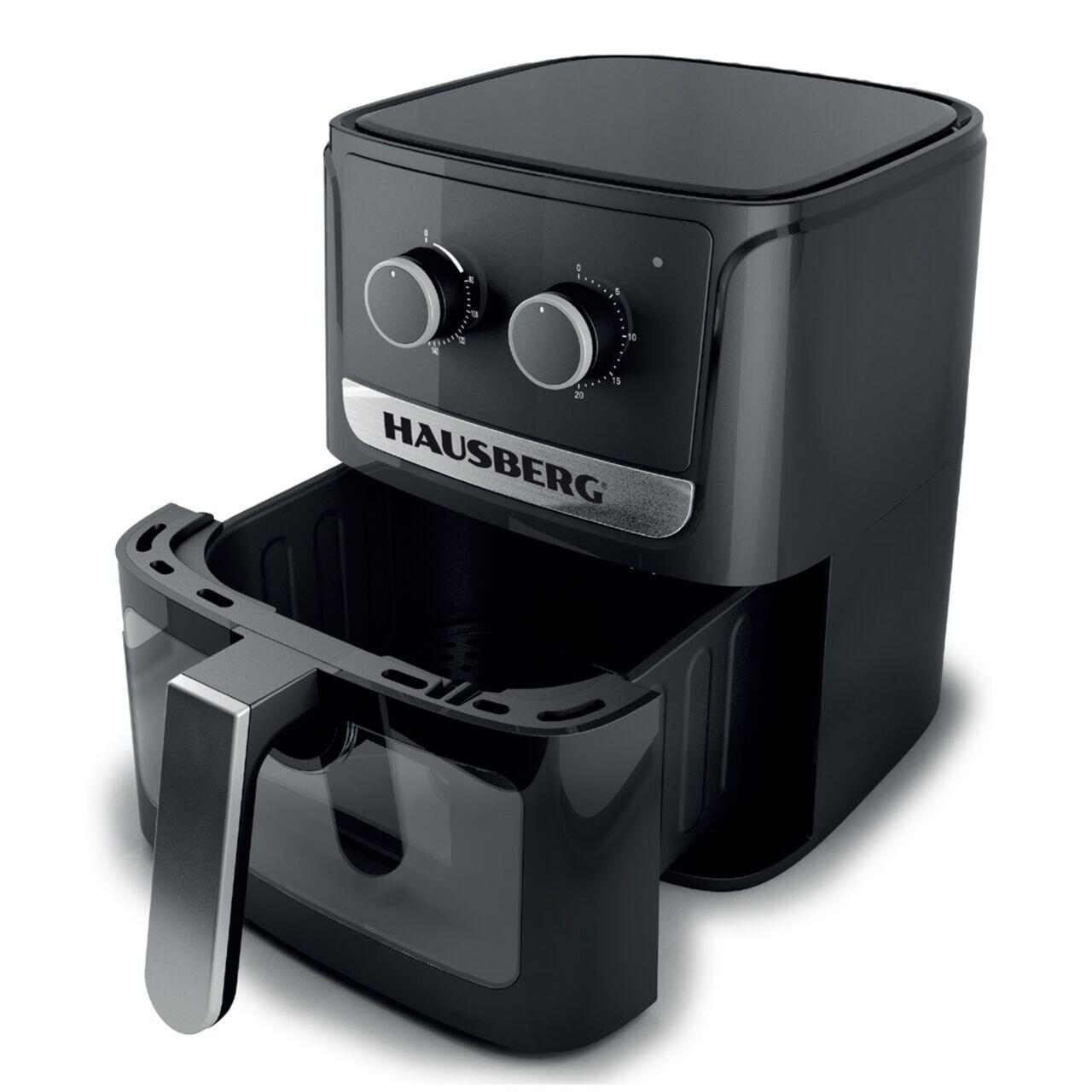 Friteuza cu aer cald HAUSBERG HB-2340, 1300-1500 W, 5 litri, temporizator 30 min, oprire automata, indicator luminos, termostat reglabil 80-200 grade C, protectie supraincalzire, picioare antiderapante