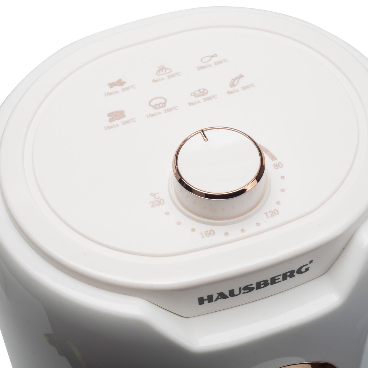 Friteuza cu aer cald HAUSBERG HB-2351, 1000-1200 W, 2.6 litri, temporizator 30 min, oprire automata, indicator luminos, termostat reglabil 80-200 grade C, protectie supraincalzire, picioare antiderapante