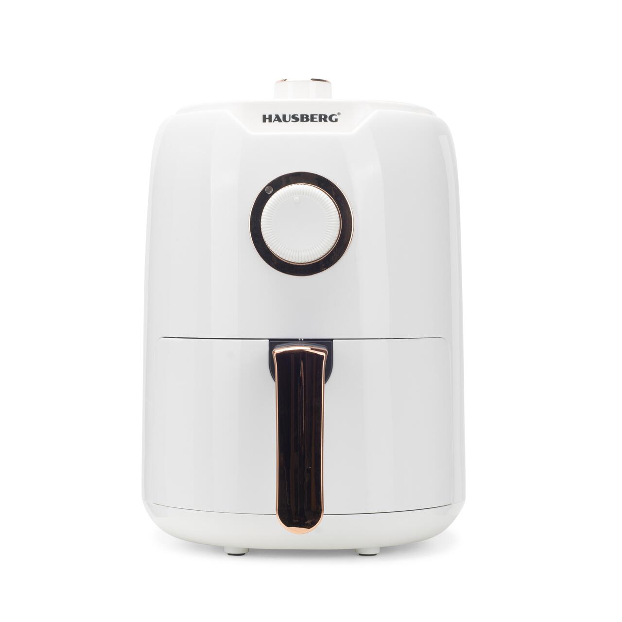 Friteuza cu aer cald HAUSBERG HB-2351, 1000-1200 W, 2.6 litri, temporizator 30 min, oprire automata, indicator luminos, termostat reglabil 80-200 grade C, protectie supraincalzire, picioare antiderapante