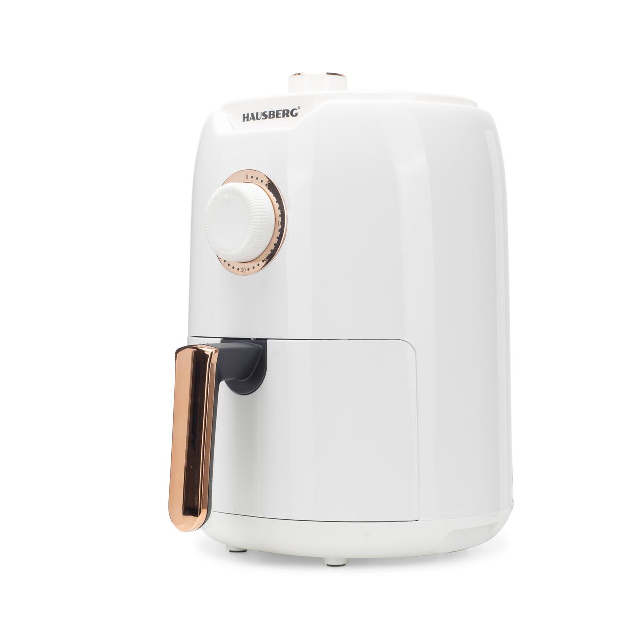 Friteuza cu aer cald HAUSBERG HB-2351, 1000-1200 W, 2.6 litri, temporizator 30 min, oprire automata, indicator luminos, termostat reglabil 80-200 grade C, protectie supraincalzire, picioare antiderapante