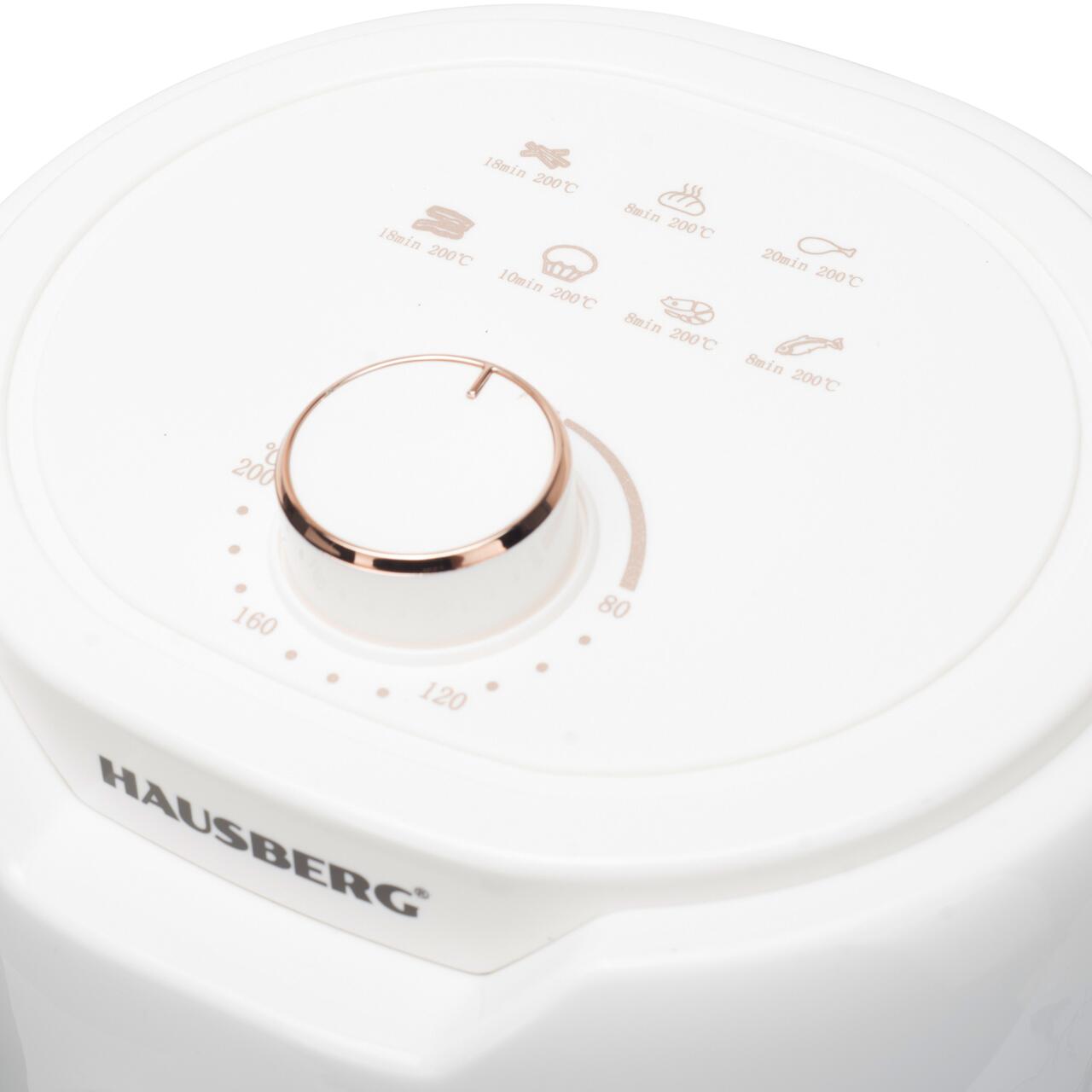 Friteuza cu aer cald HAUSBERG HB-2351, 1000-1200 W, 2.6 litri, temporizator 30 min, oprire automata, indicator luminos, termostat reglabil 80-200 grade C, protectie supraincalzire, picioare antiderapante