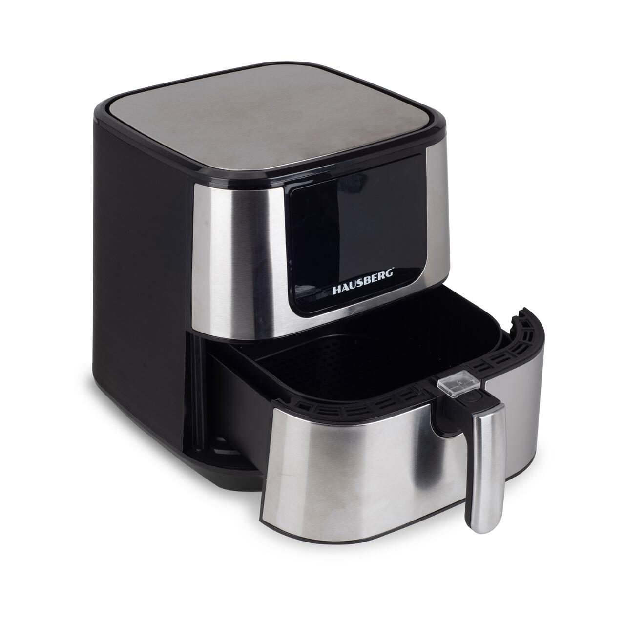 Friteuza Air Fryer Hausberg HB-2365, 1600-1800 W, 5.2 L, Timer, protectie supra-incalzire, maner rece, Display LCD