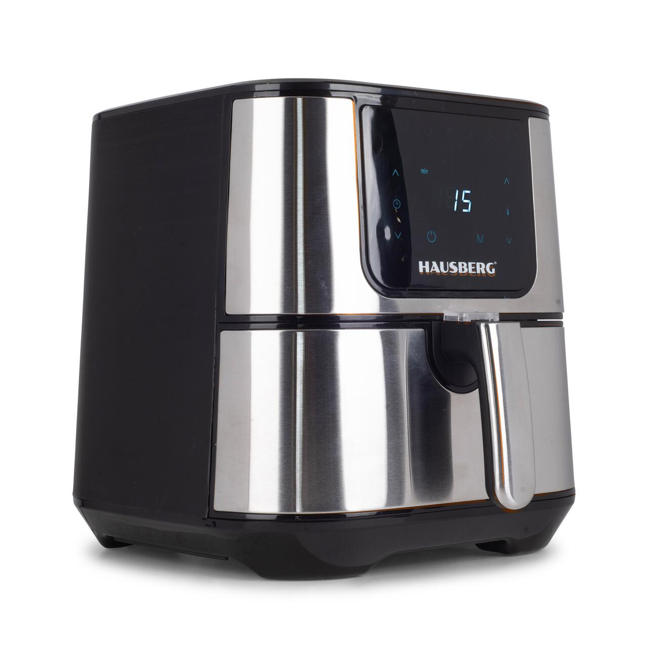 Friteuza Air Fryer Hausberg HB-2365, 1600-1800 W, 5.2 L, Timer, protectie supra-incalzire, maner rece, Display LCD