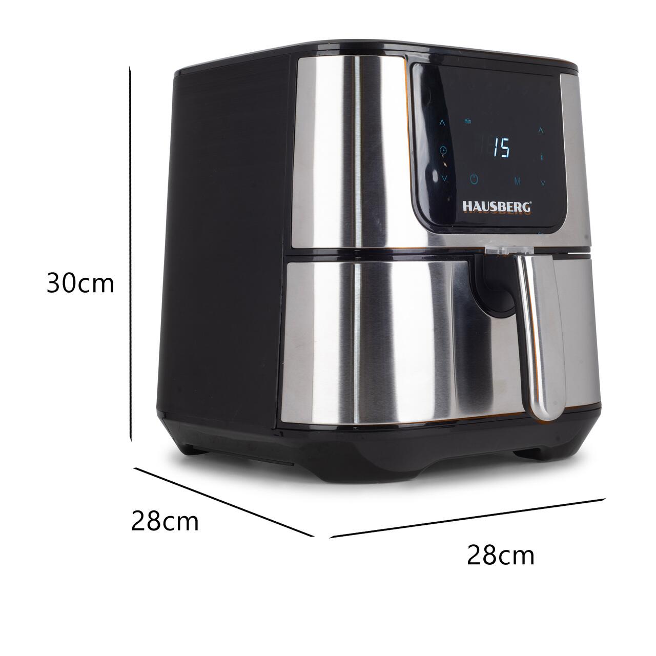 Friteuza Air Fryer Hausberg HB-2365, 1600-1800 W, 5.2 L, Timer, protectie supra-incalzire, maner rece, Display LCD