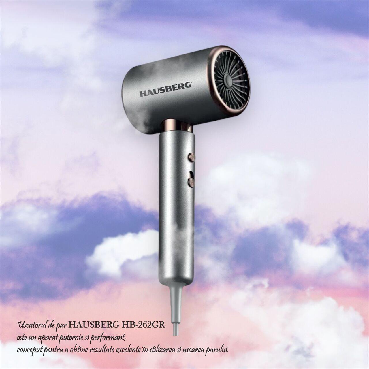 Uscator de par HAUSBERG HB-262GR, 2000W, 2 viteze, 4 trepte de incalzire