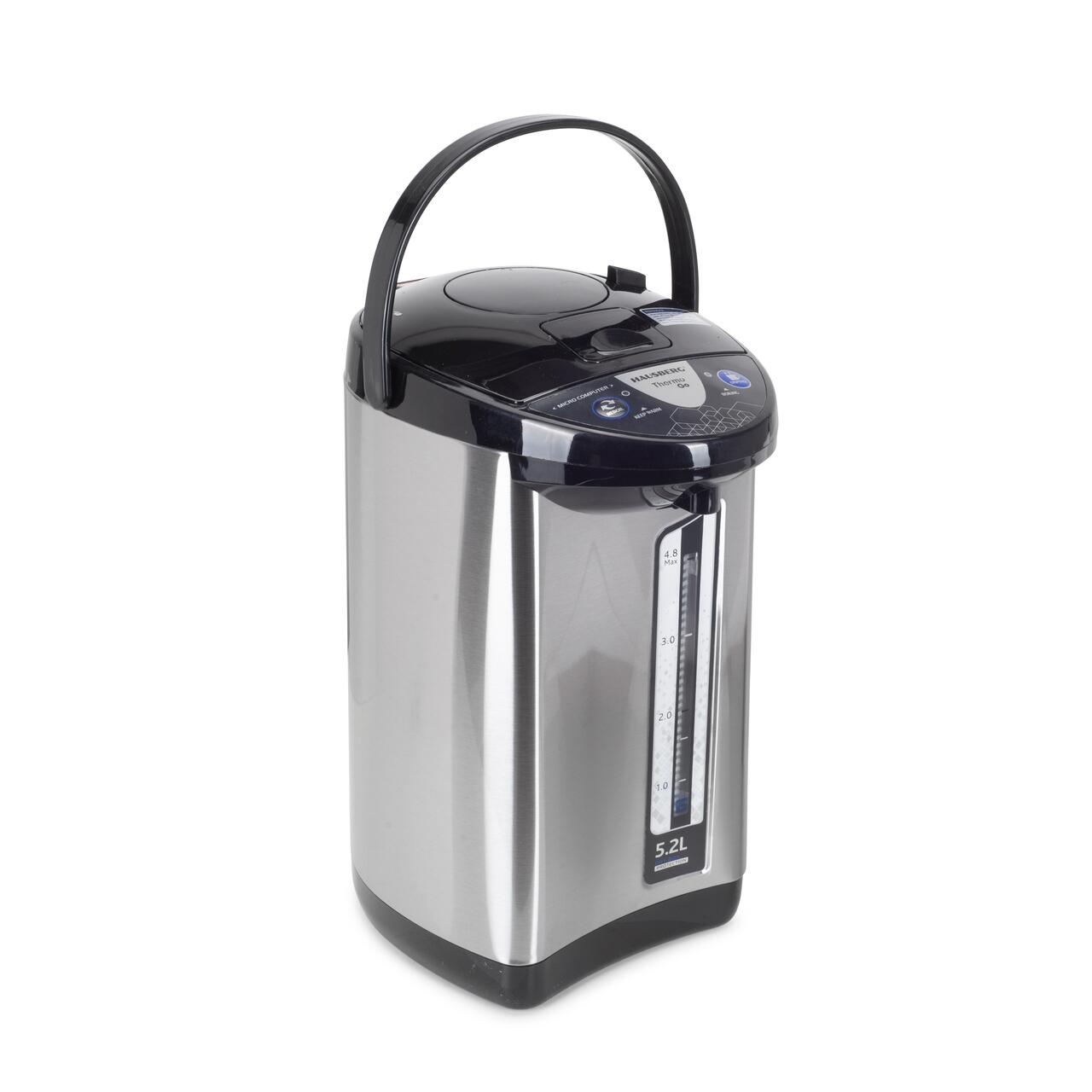 Fierbator electric si Termos HAUSBERG HB-3645IN, 750-900W, 220-240V, 5.2L , Mentinerea calda a lichidelor, Indicator al nivelului apei, Protectie impotriva incalzirii, Thermo Pot, Inox