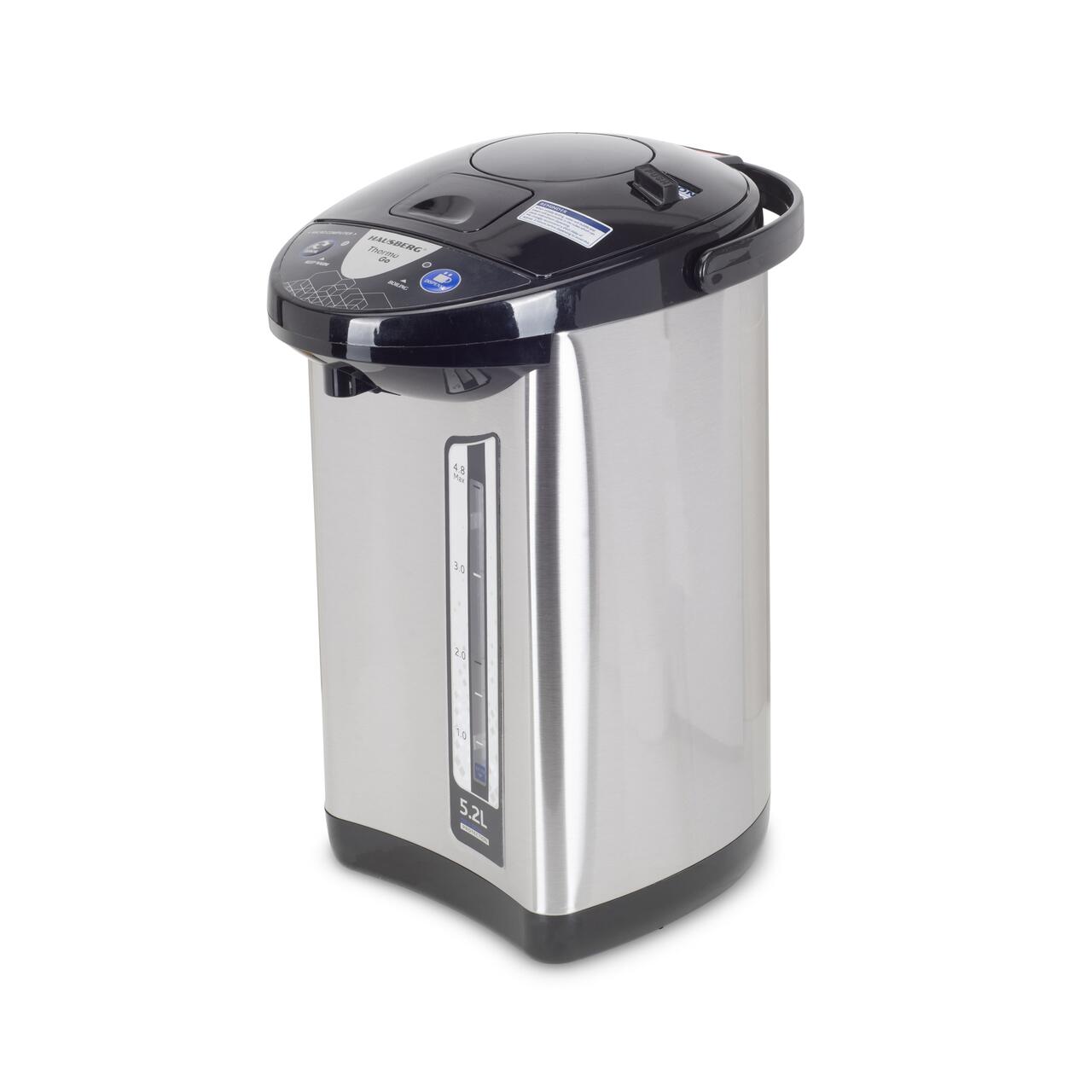 Fierbator electric si Termos HAUSBERG HB-3645IN, 750-900W, 220-240V, 5.2L , Mentinerea calda a lichidelor, Indicator al nivelului apei, Protectie impotriva incalzirii, Thermo Pot, Inox