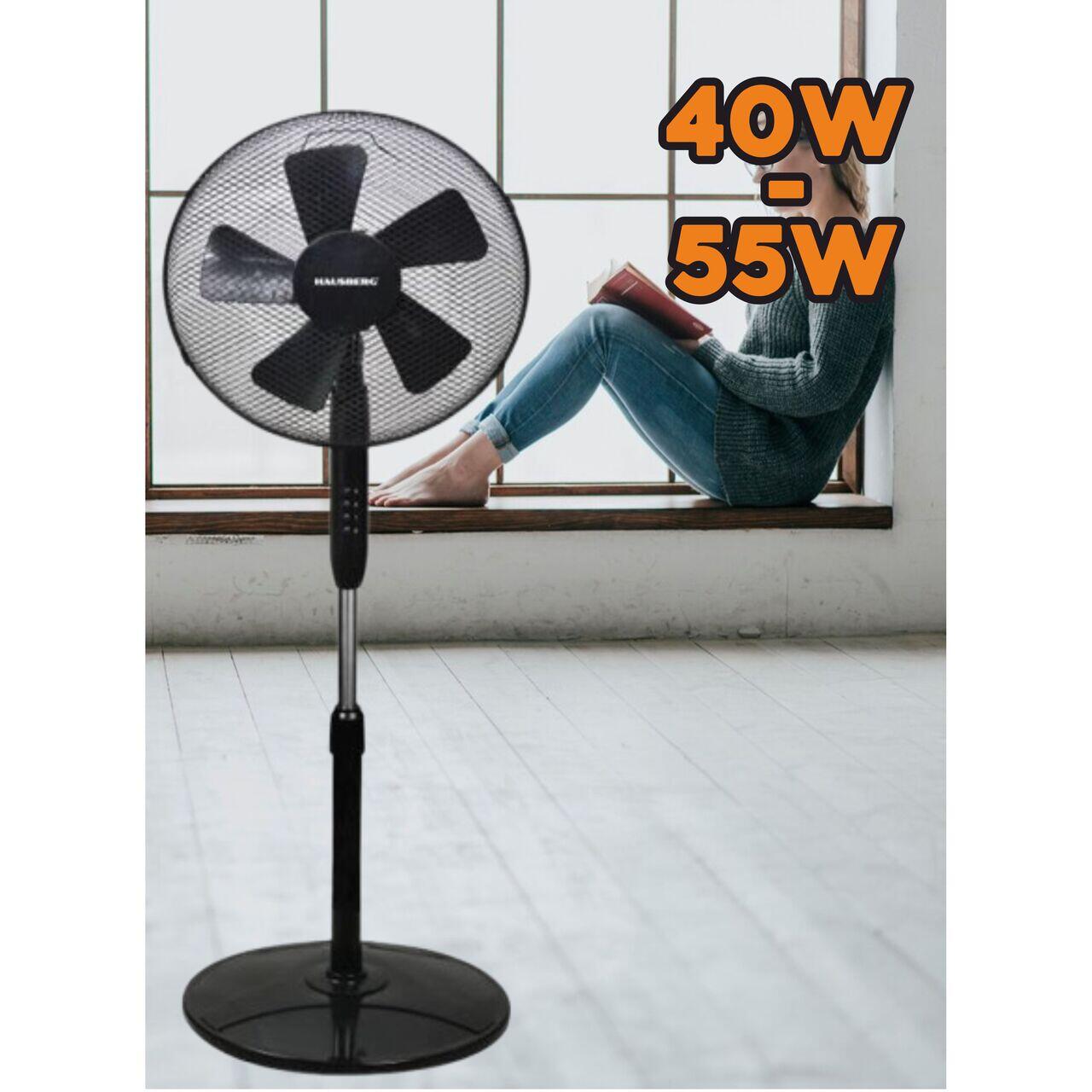 Ventilator cu picior HAUSBERG HB-5200 Speed, 40W-55W, diametru 40 cm, 3 trepte viteza,  timer 1-2 ore oscilatie, inaltime reglabila