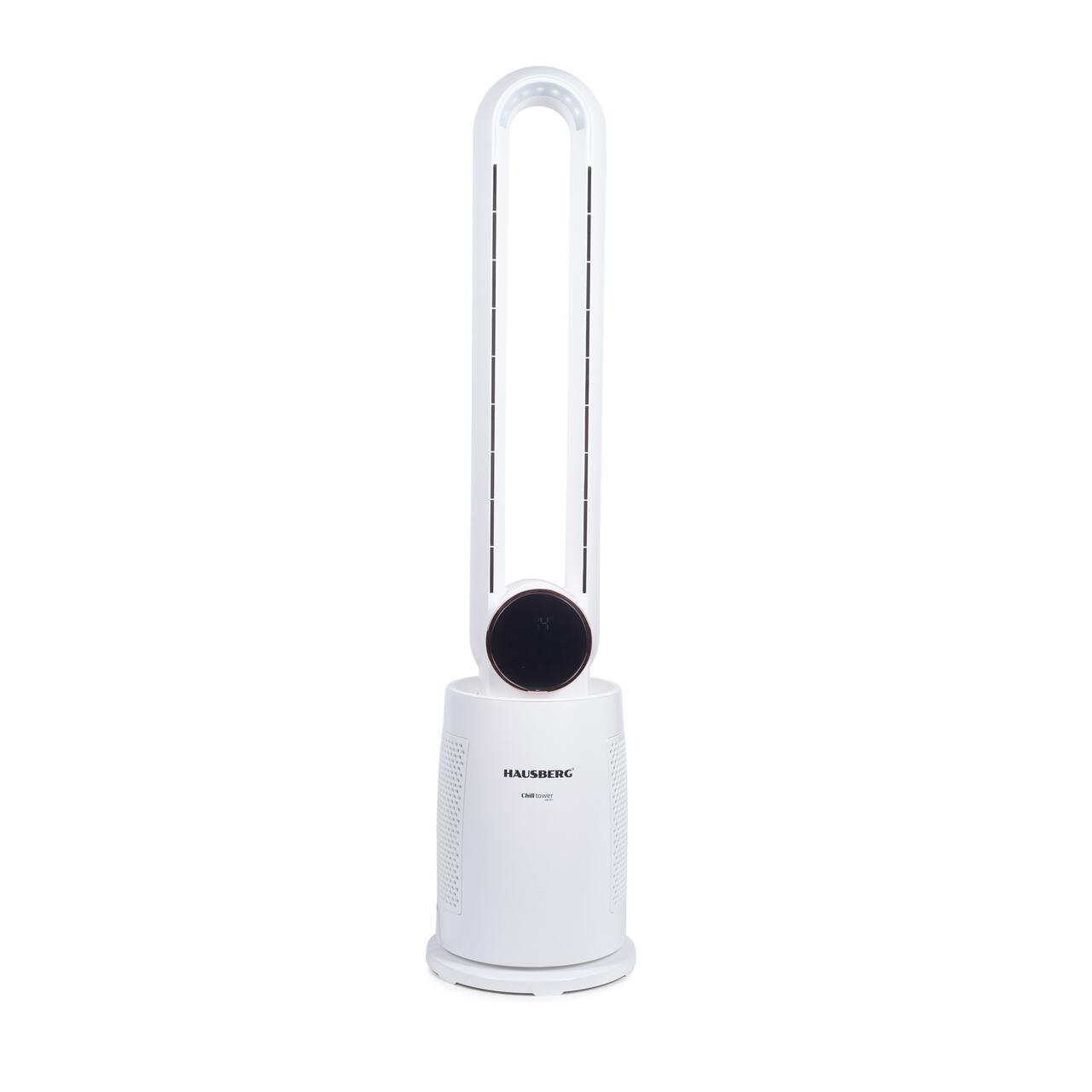 Ventilator turn digital HAUSBERG HB-5957AB, 65W, 12 viteze, 4 programe, ionizare negativa, temporizator 12h, oscilatie 40°, LED, telecomanda