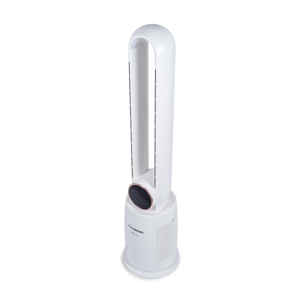 Ventilator turn digital HAUSBERG HB-5957AB, 65W, 12 viteze, 4 programe, ionizare negativa, temporizator 12h, oscilatie 40°, LED, telecomanda