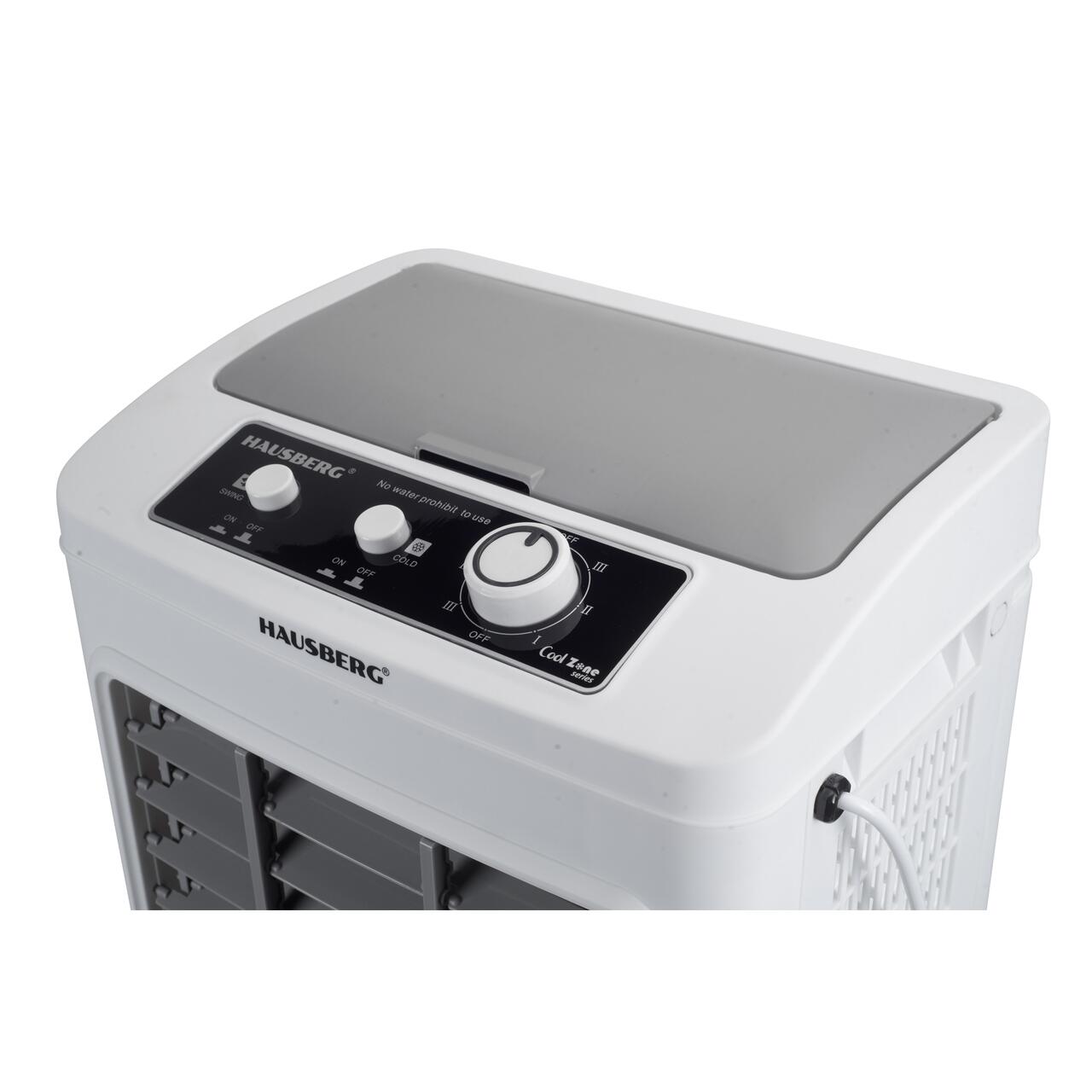 Racitor de aer portabil Hausberg HB-5961AB, 75W, rezervor 20L, 3 viteze, control mecanic, 2 cutii gheata