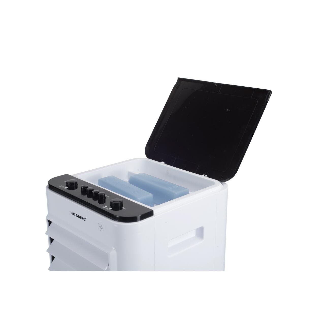 Racitor de aer portabil HAUSBERG HB-5963AB, 55-80W, rezervor 12L, 3 viteze, functie Turbo, oscilatie 60°, control mecanic