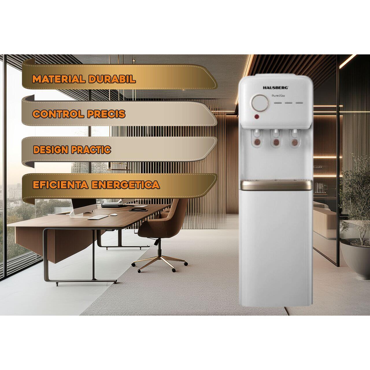 Dozator apa de podea cu compresor HAUSBERG HB-6028AB, Putere incalzire 550W, Putere racire 120W, compatibil cu bidoane de apa 11L si 19L