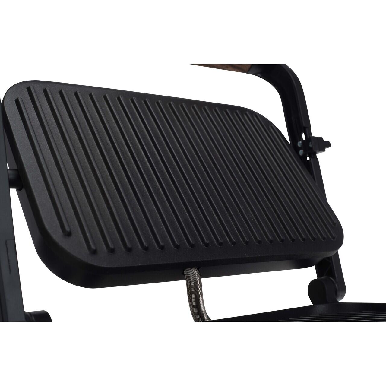 Sandwich-maker Grill HAUSBERG HB-632, 1100-1300 W, Panini, Placi nonaderente, Maner rece, Negru