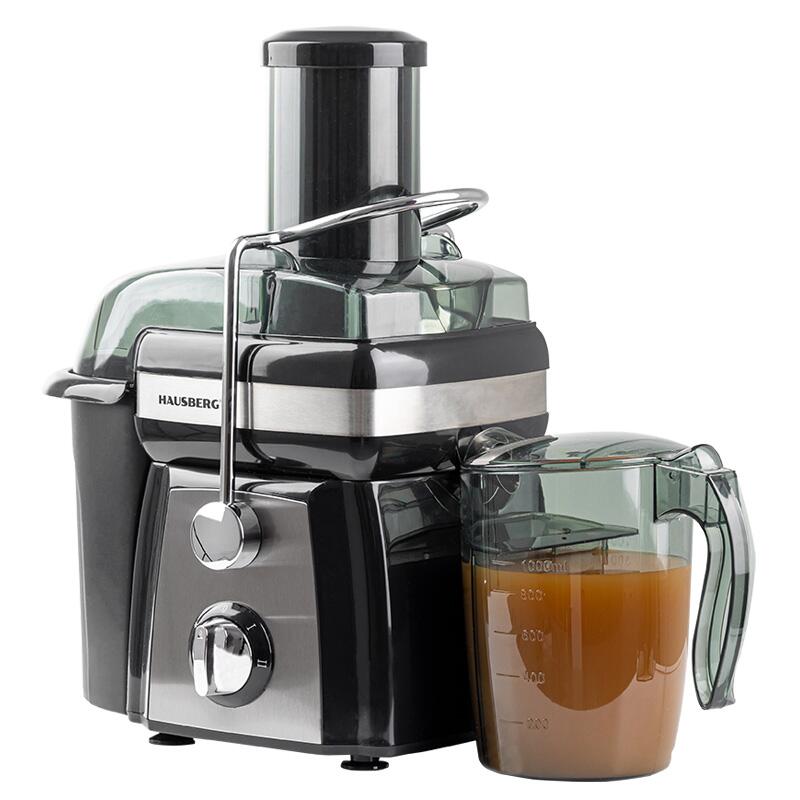 Storcator de fructe si legume Hausberg HB-7540, 1000W, 2 viteze, recipient pulpa 1L, recipient suc 1L, accesoriu impingere