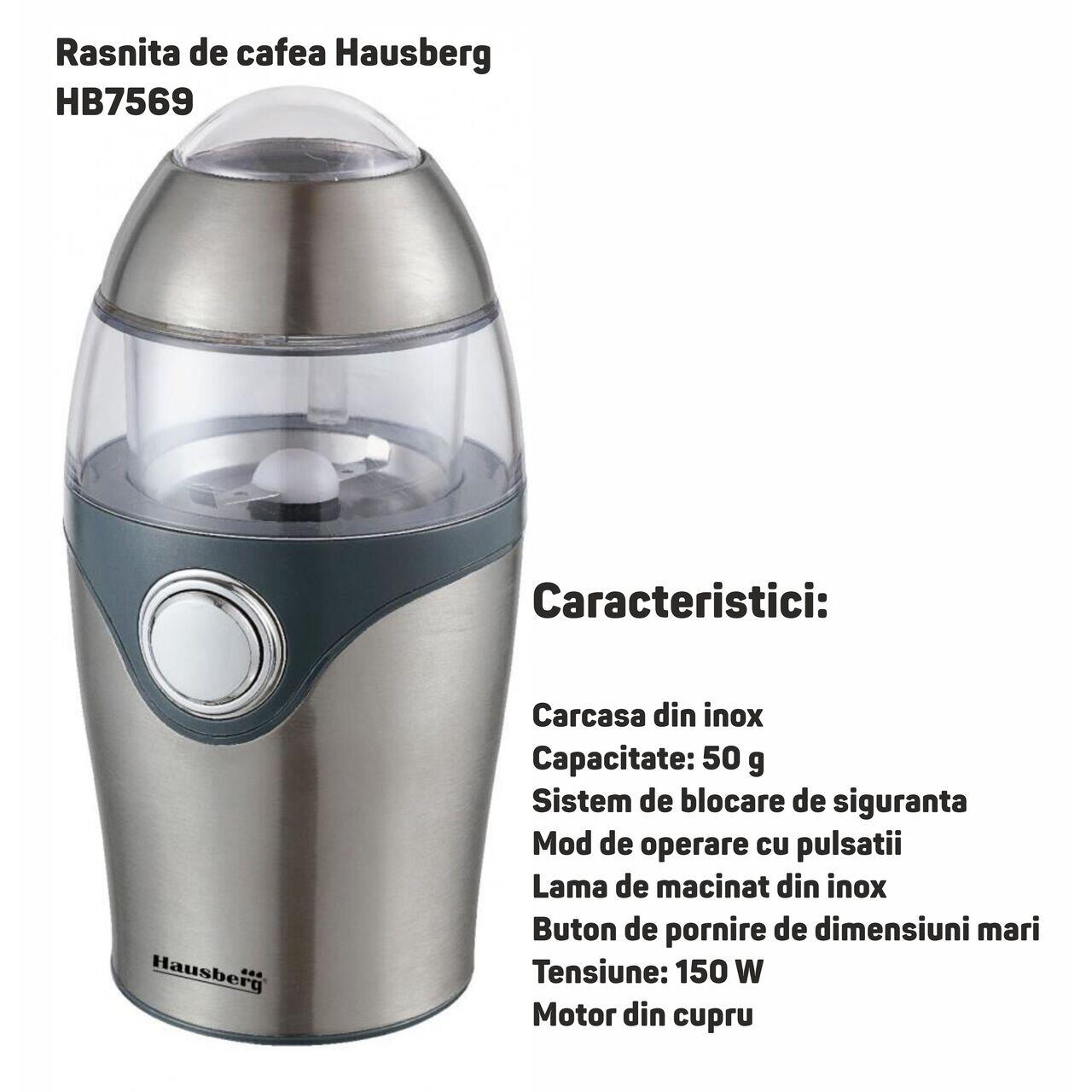 Rasnita de cafea Hausberg HB7569, 150W, capacitate 50 gr
