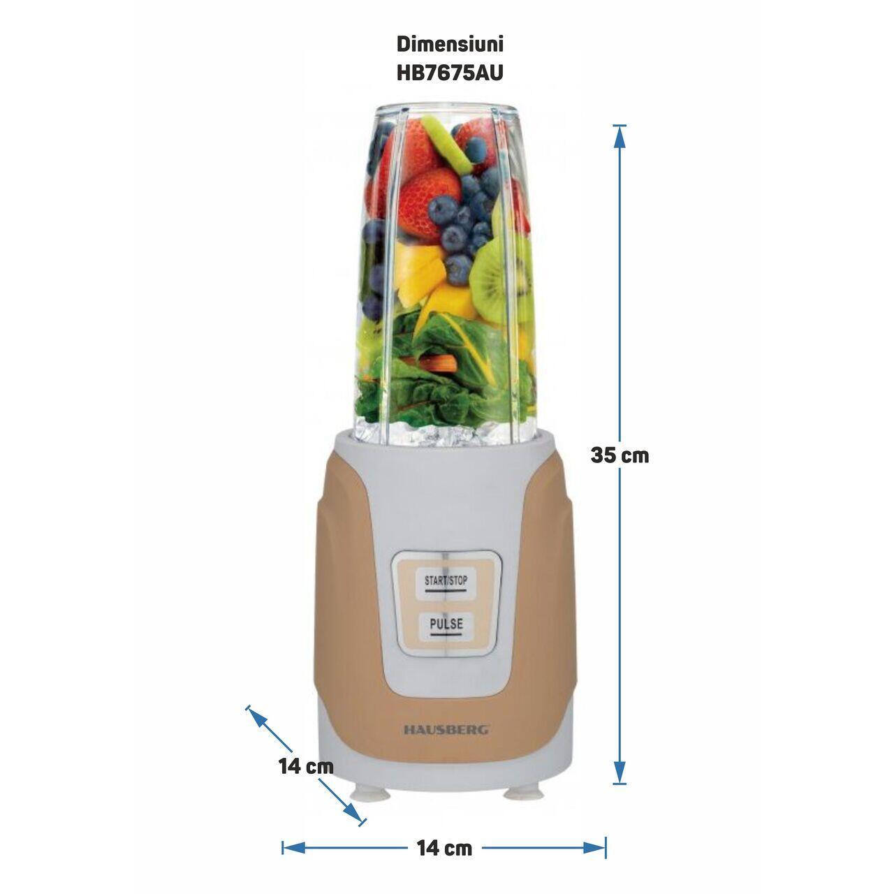 Blender Hausberg HB-7675AU 1000W, Capacitate 1000ml, motor de cupru