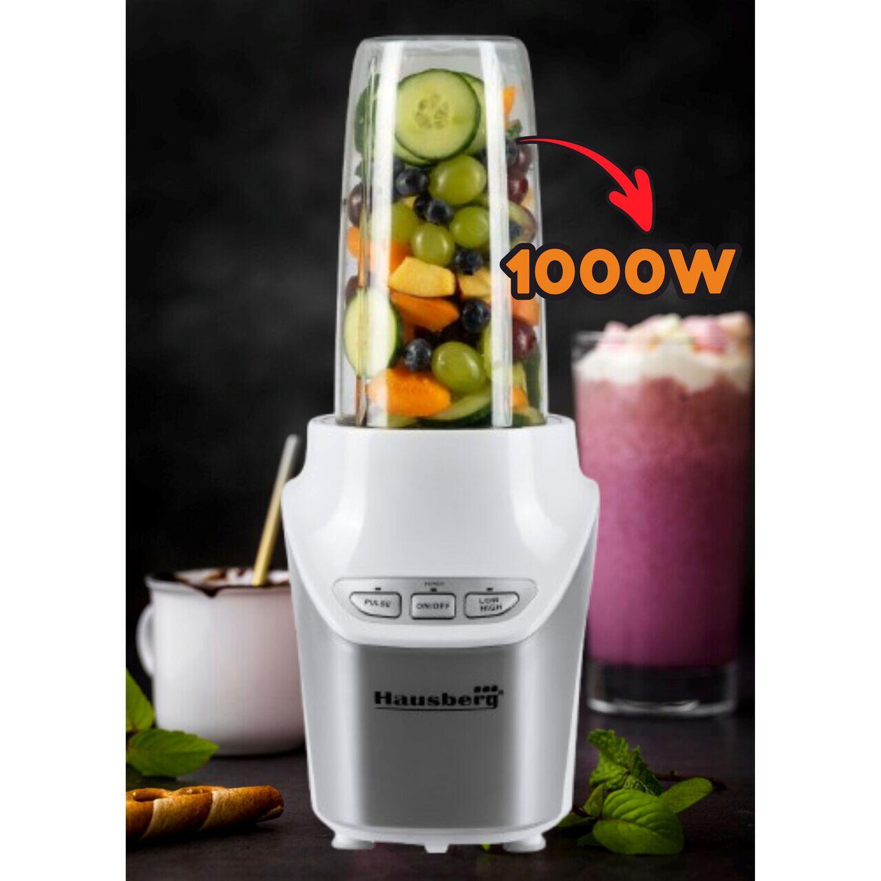 Blender 2 in 1 Hausberg HB7705AB, putere 1000W, Nutrition Extractor, 8 piese