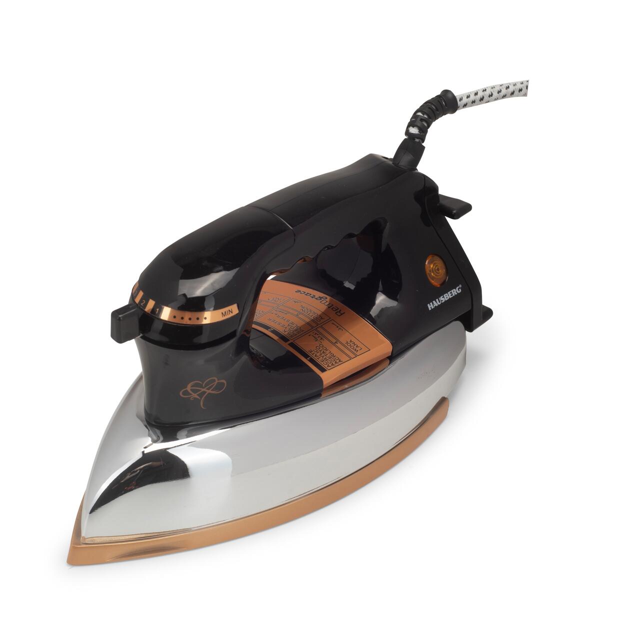 Fier de calcat Retro HAUSBERG HB-7817NG, 1000-1200W, Talpa acoperit ceramic turnat, Termostat, 6 Setari temperatura, Indicator luminos, Protectie supraincalzire, Temperatura 200°C