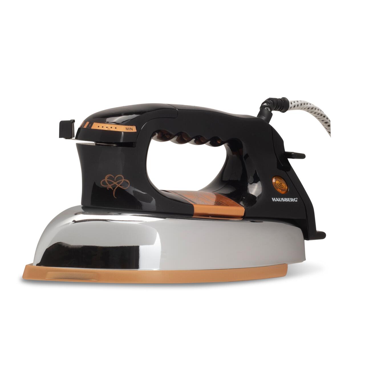 Fier de calcat Retro HAUSBERG HB-7817NG, 1000-1200W, Talpa acoperit ceramic turnat, Termostat, 6 Setari temperatura, Indicator luminos, Protectie supraincalzire, Temperatura 200°C