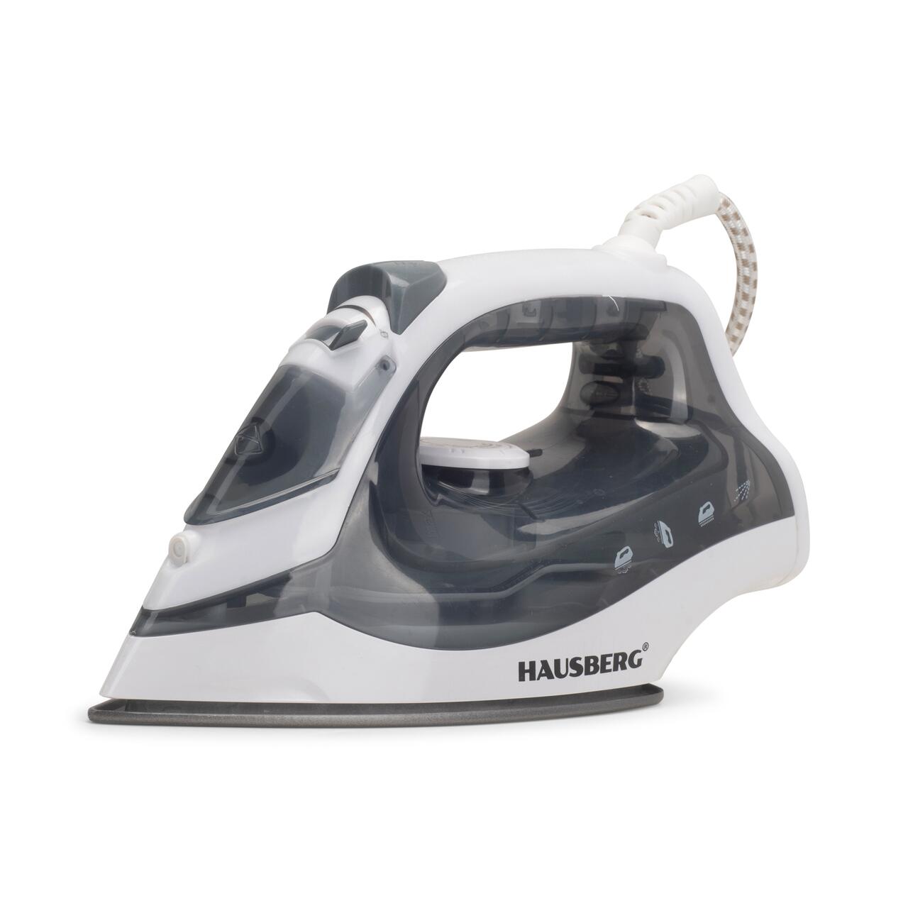 Fier de calcat Hausberg HB-7850GR, 1300W, talpa invelis ceramic, abur vertical, calcare uscata, autocuratare, pulverizare, rezervor 130ml