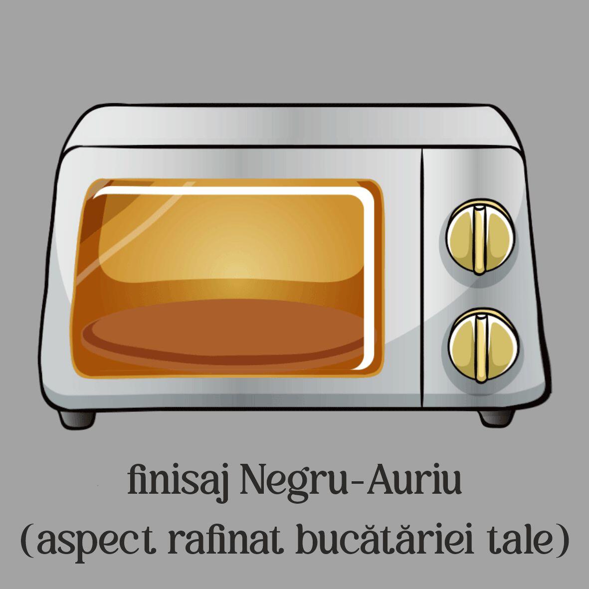 Cuptor electric Rustic HAUSBERG HB-8001RST, 1400W, 48l, Timer mecanic, Termostat reglabil, 4 nivele de inaltime a tavii, usa din sticla rezistenta la temperature ridicate, panou mecanic, Negru-Auriu