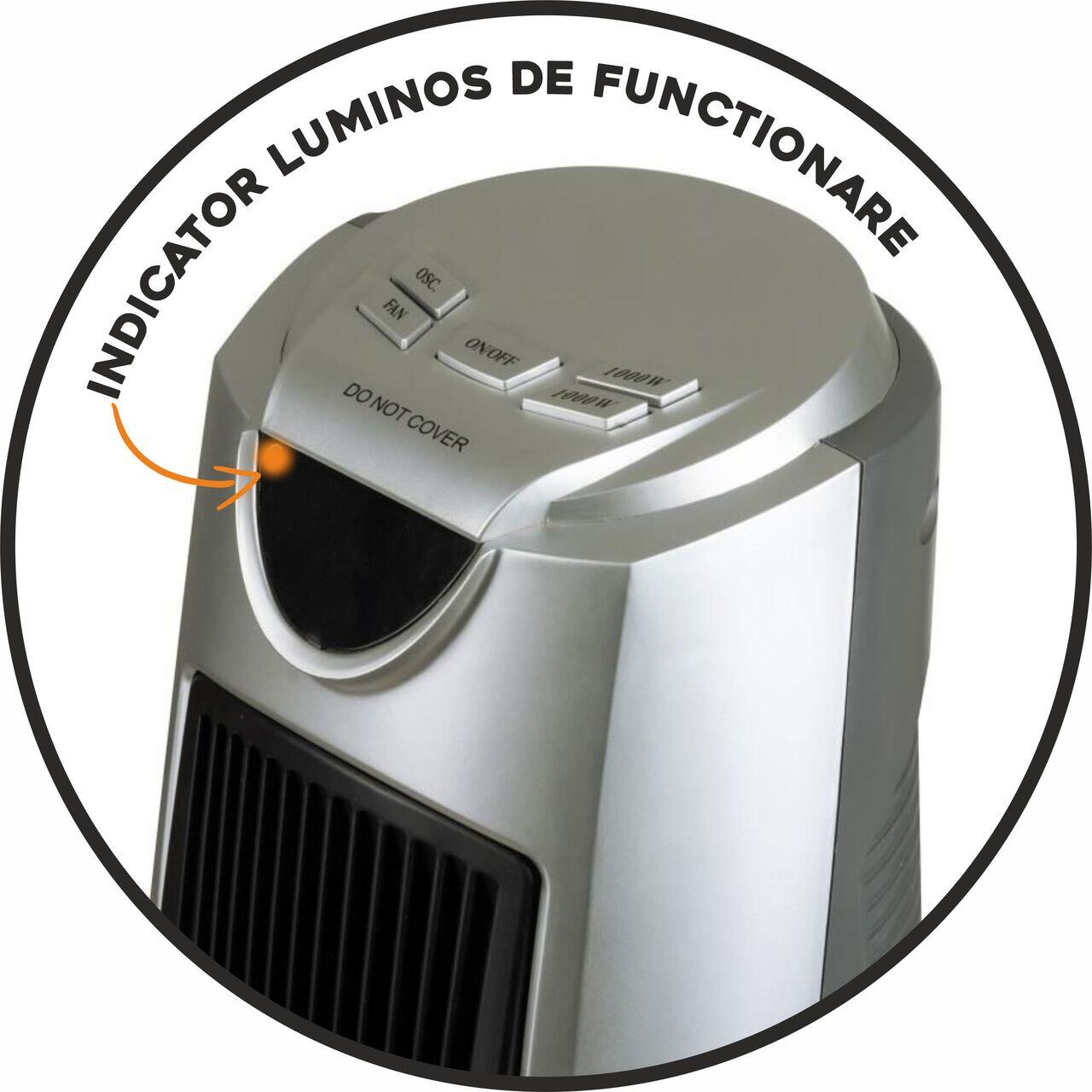 Aeroterma turn HAUSBERG HB-8503, 2000W, 2 trepte de putere, timer digital