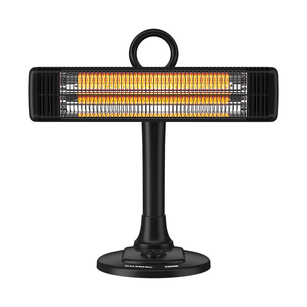 Radiator electric HAUSBERG HB-8565NG, 1000W, 2 trepte incalzire, tub din fibra de carbon, protectie IP24, termostat mecanic, carcasa din metal