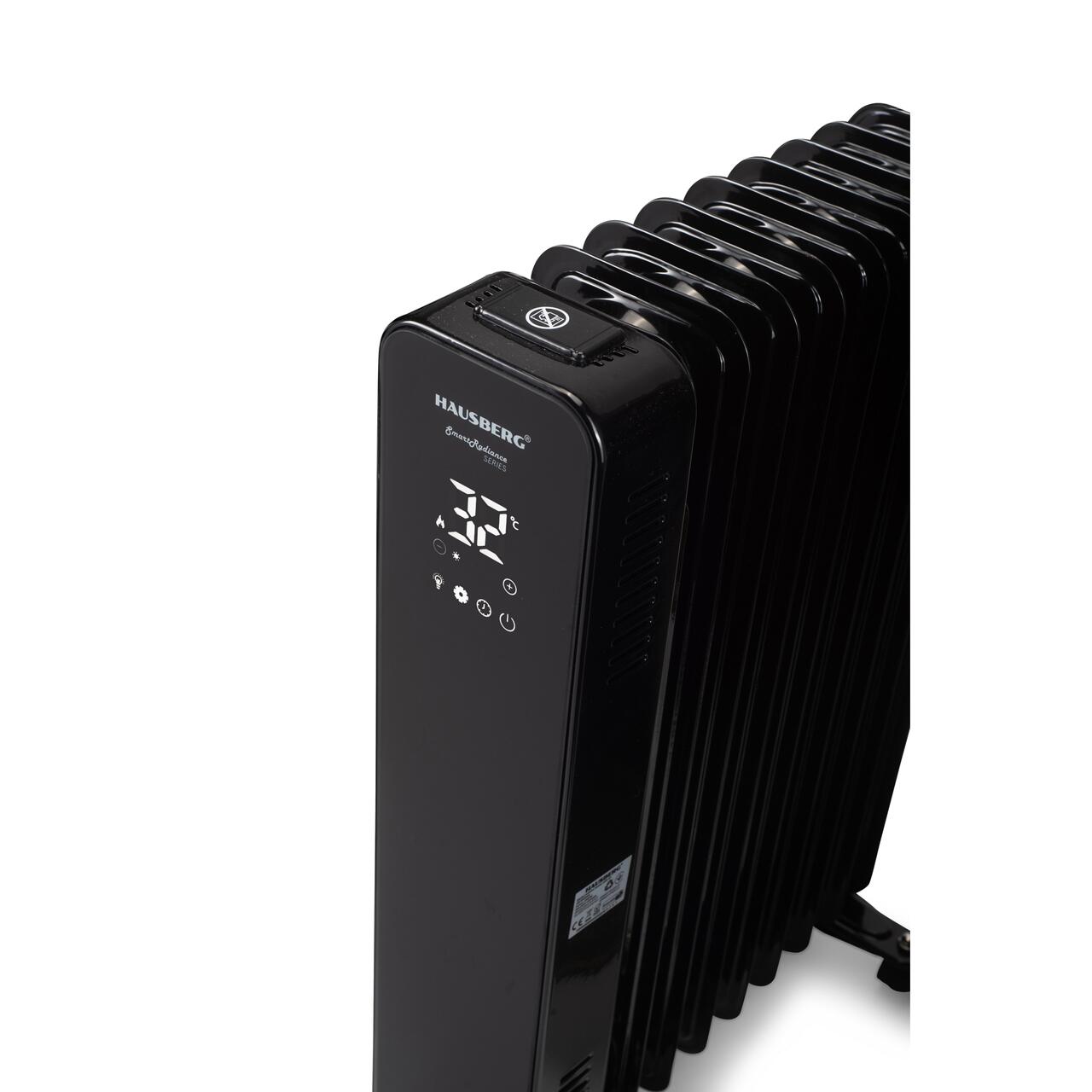 Calorifer electric Digital cu Telecomanda HAUSBERG HB-8950NG, 2000W, 9 elementi, 3 setari, Termostat electronic, Protectie supra-incalzire, Protectie anti-rasturnare