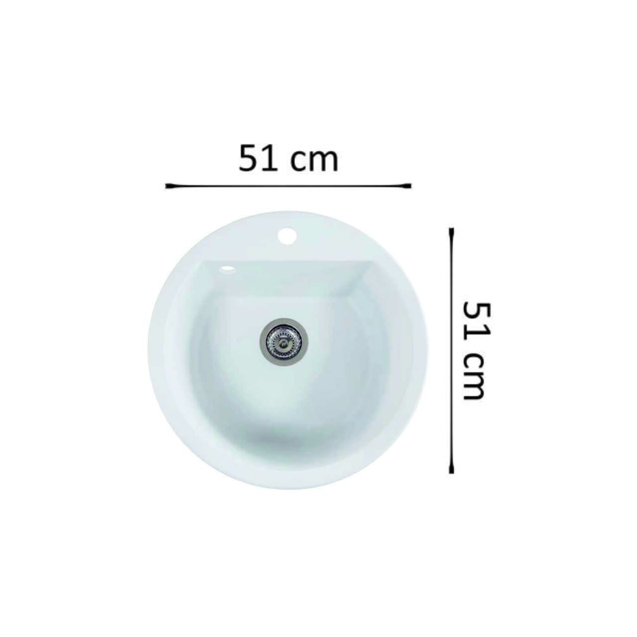 Chiuveta bucatarie HAUSBERG Adina HBC-9700, compozit, alb-bej, cuva rotunda, 51 cm