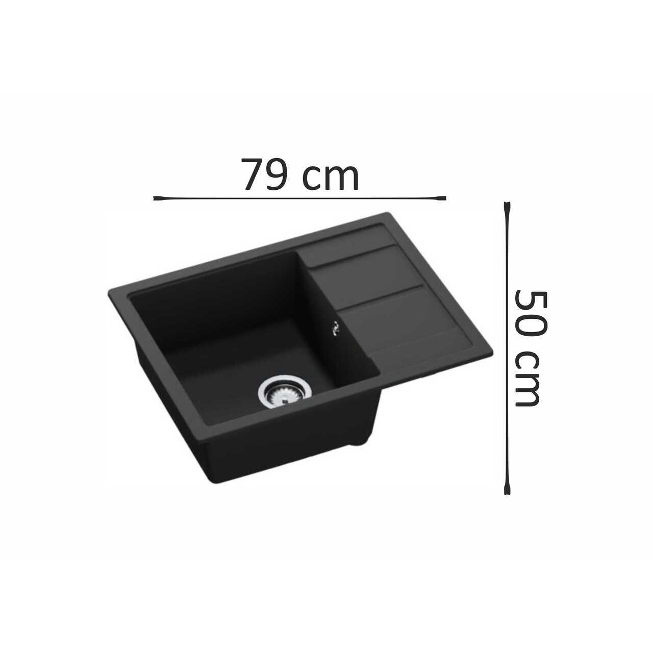 Chiuveta bucatarie HAUSBERG Delia HBC-9901, compozit, negru, 79 x 50 cm