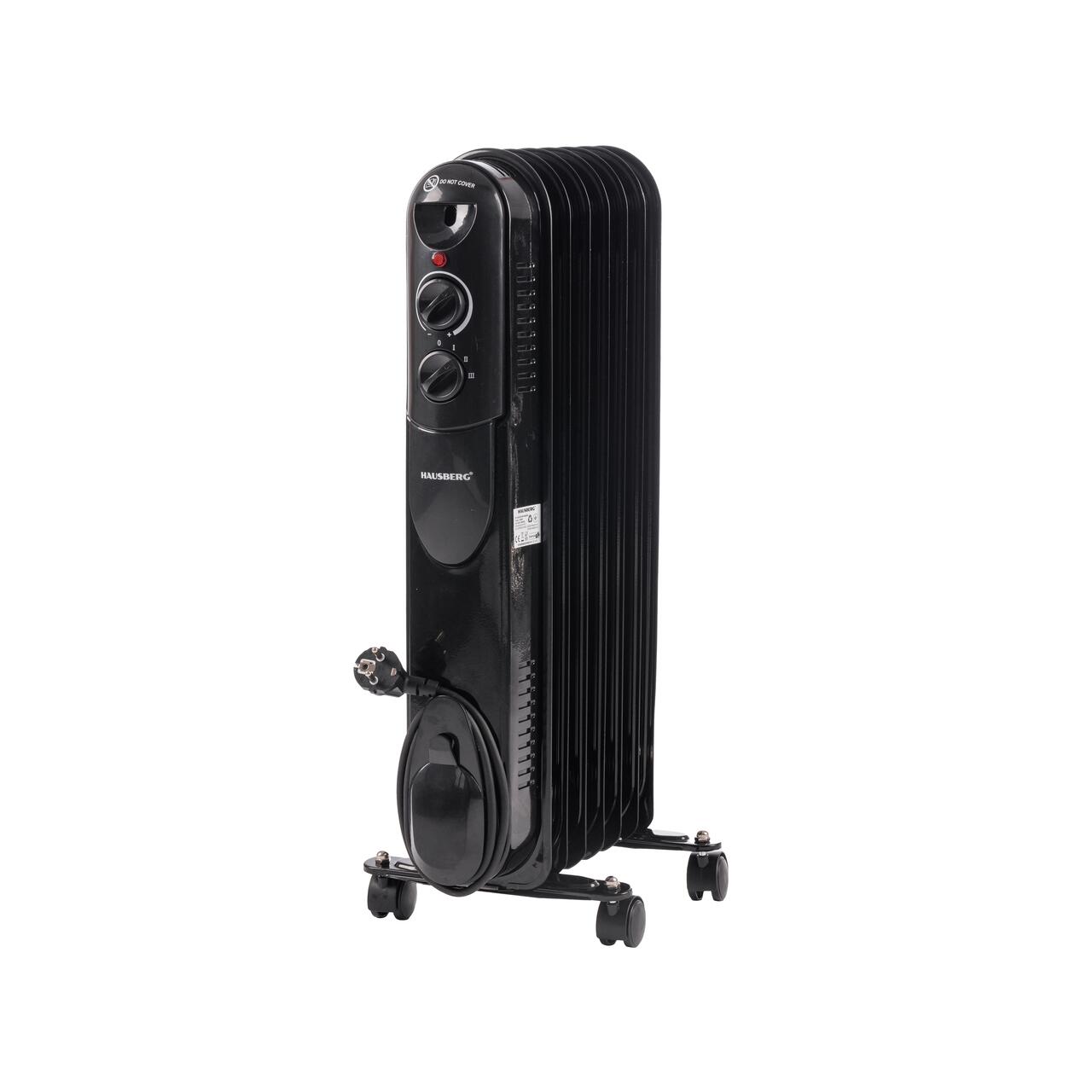 Calorifer electric cu ulei HAUSBERG HB-8905, 3 trepte, max1500 W, 7 elementi, termostat reglabil