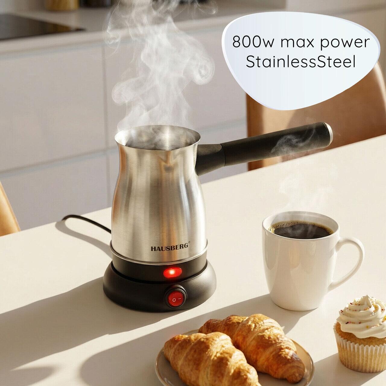 Ibric electric pentru cafea HAUSBERG HB-3815IN, Putere 800W, Capacitate 800 ml