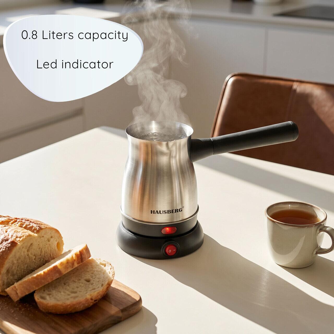 Ibric electric pentru cafea HAUSBERG HB-3815IN, Putere 800W, Capacitate 800 ml