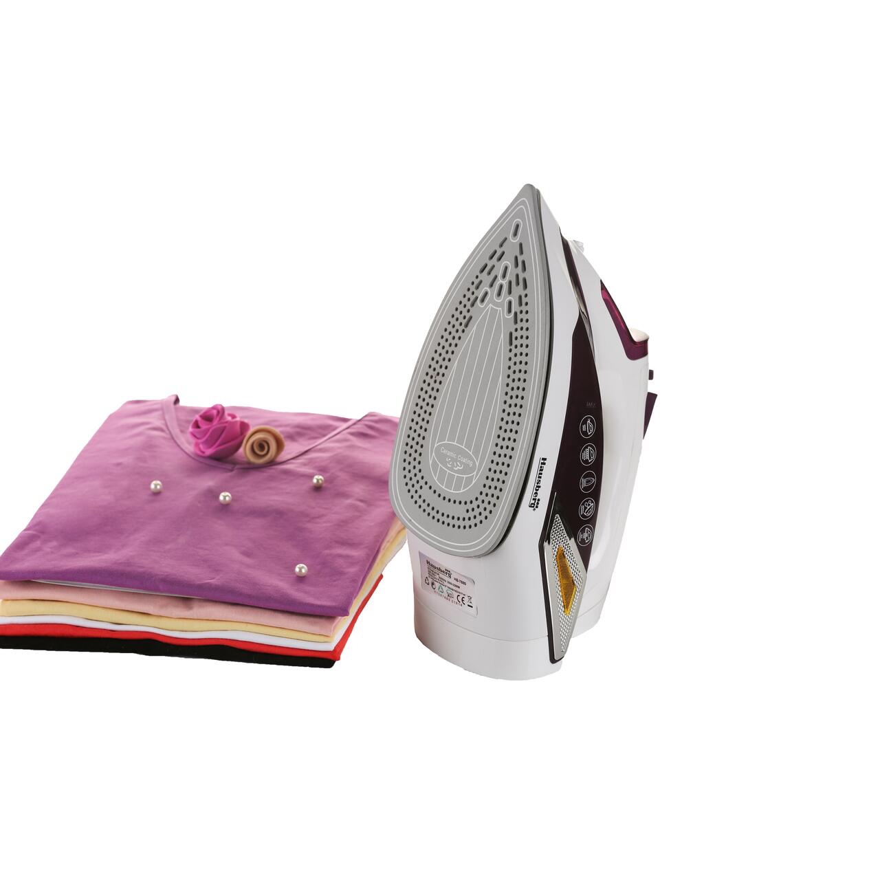 Fier de calcat Hausberg HB-7880MV, 2300W, Talpa cu invelis ceramic, rezervor apa 400ml