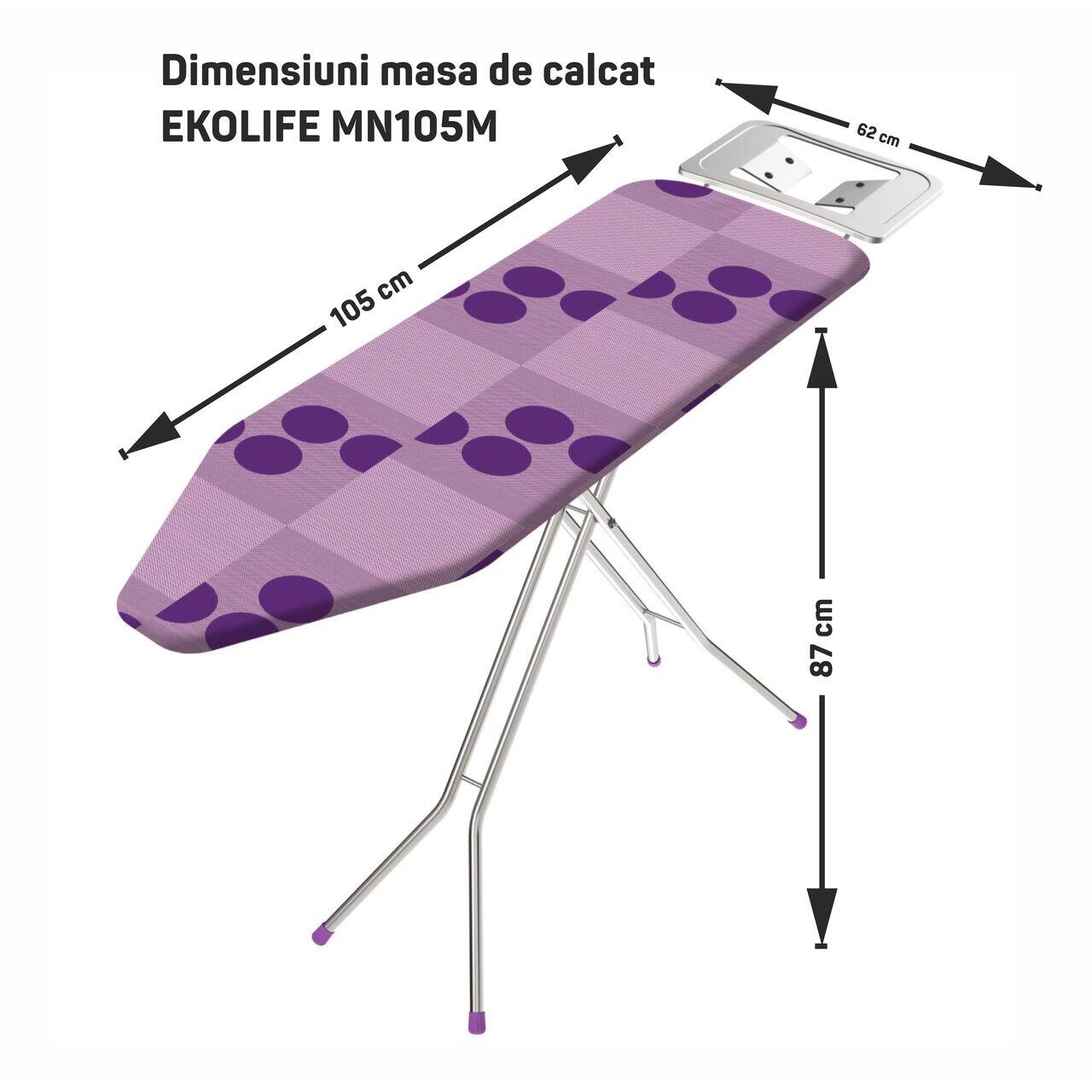 Masa de calcat ERTONE MN105M, vopsea electrostatica, husa bumbac si poliester, 62 x 87 x 105 cm