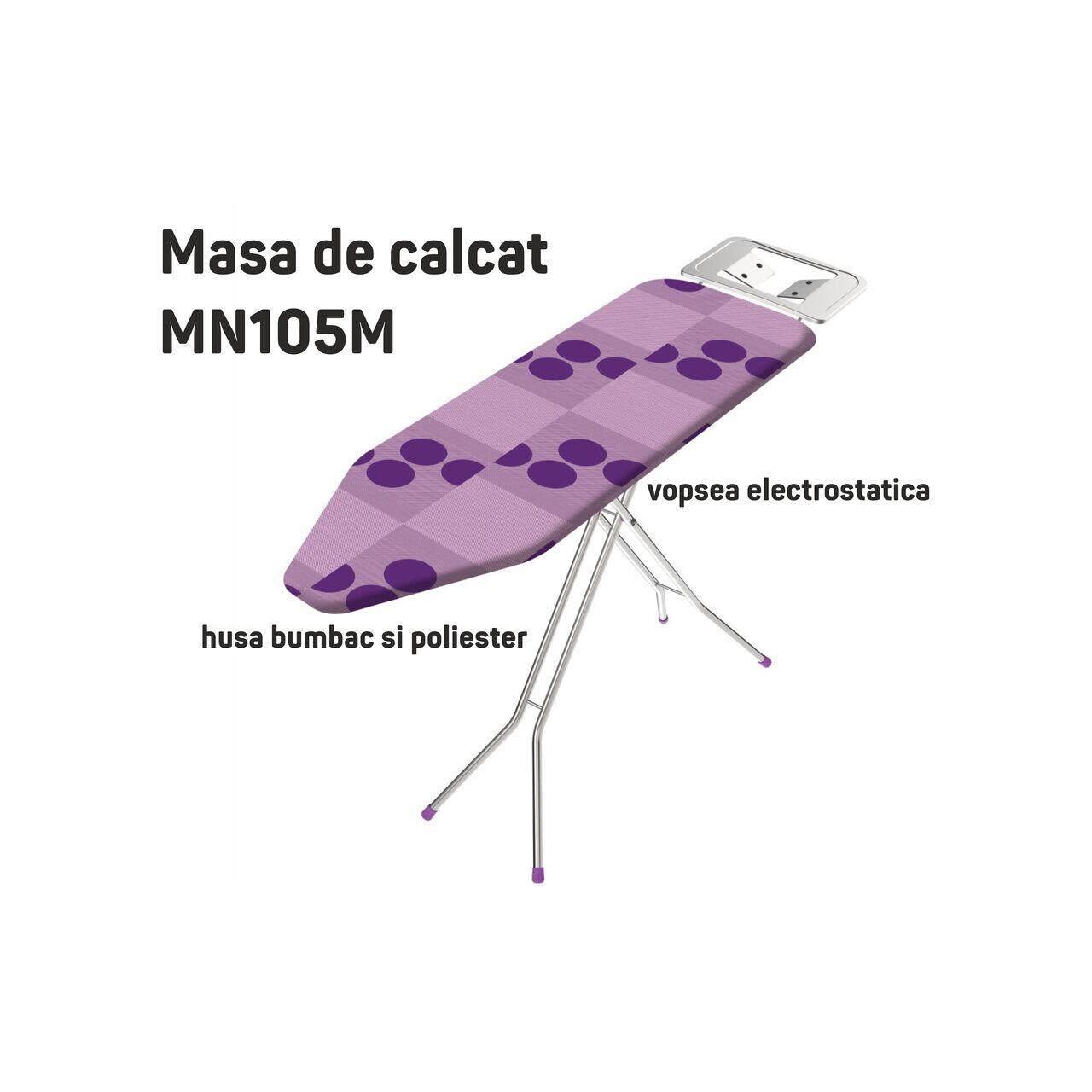Masa de calcat ERTONE MN105M, vopsea electrostatica, husa bumbac si poliester, 62 x 87 x 105 cm