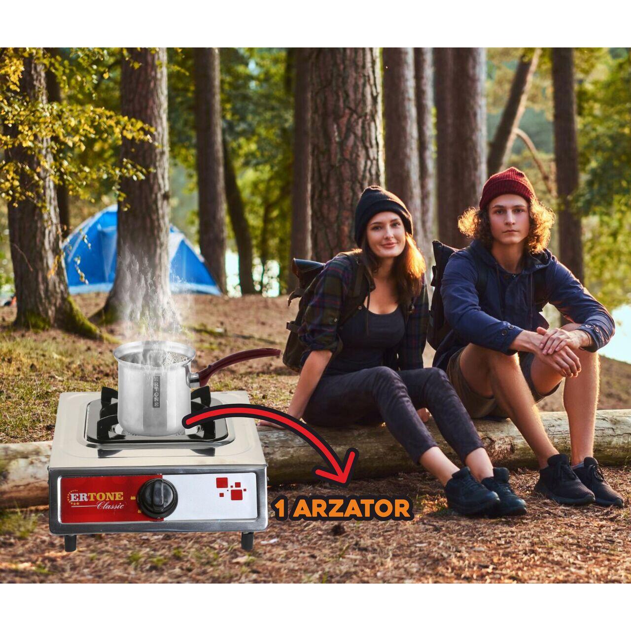 Minigaz Ertone MN201, 1 Arzator, Aprindere automata, Inox