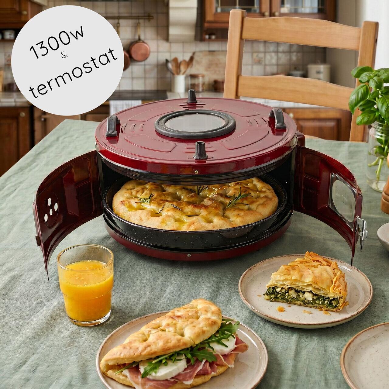 Cuptor electric rotund cu termostat Ertone MN-9010VS, Putere: 220-230V, 50Hz, 2 rezistente electrice 2 x 650W, capacitate 40l, indicator luminos